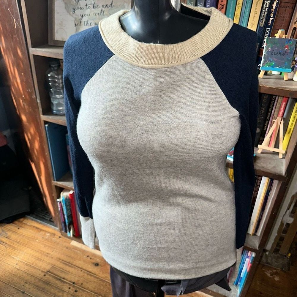 41 Hawthorn Stitchfix S oatmeal navy pullover sweater